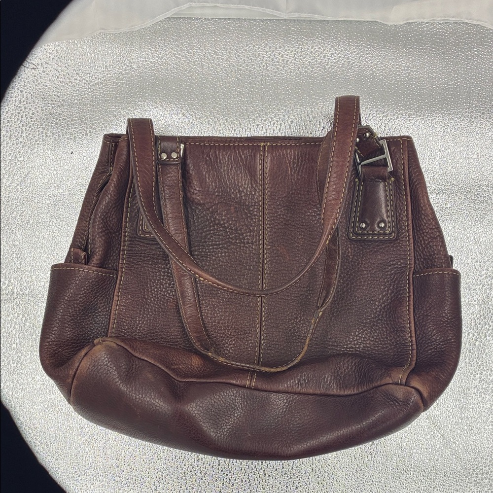 Vintage Fossil Dark Brown Leather Shoulder Bag
